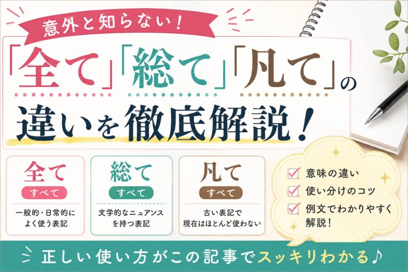 「全て」「総て」「凡て」の違い